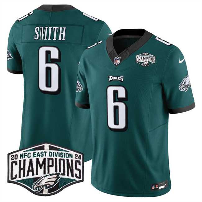 Men%27s Philadelphia Eagles #6 DeVonta Smith Green 2024 NFC East Champions F.U.S.E. Vapor Untouchable Limited Stitched Jersey